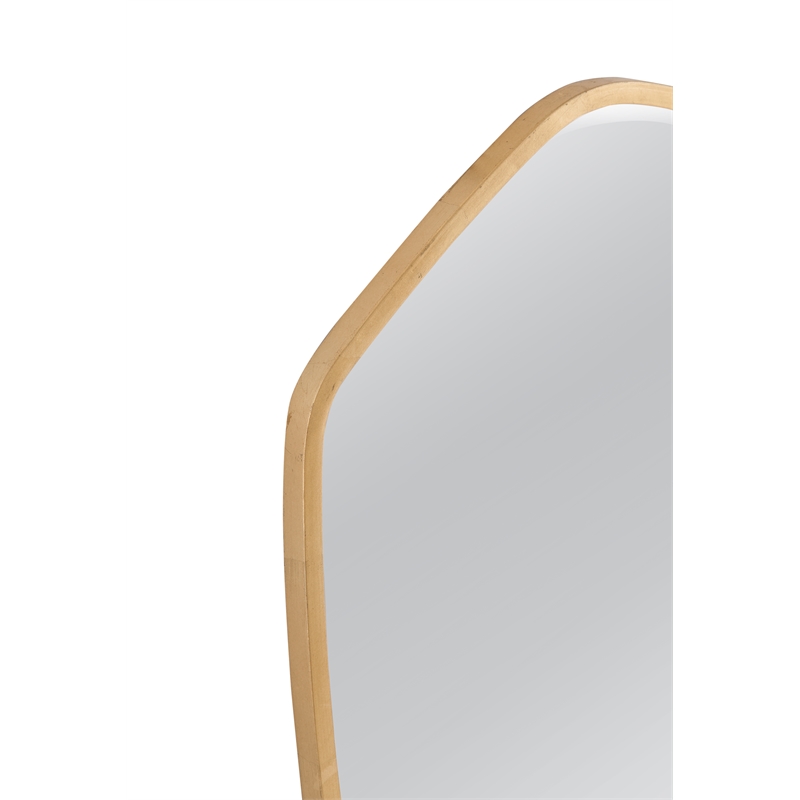 Maklaine Modern Geometric Shape Wall Mirror in Gold Leaf Metal Frame