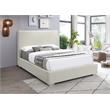 Maklaine Contemporary Rich Beige Linen Textured Fabric Full Bed