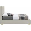 Maklaine Contemporary Rich Beige Linen Textured Fabric Full Bed