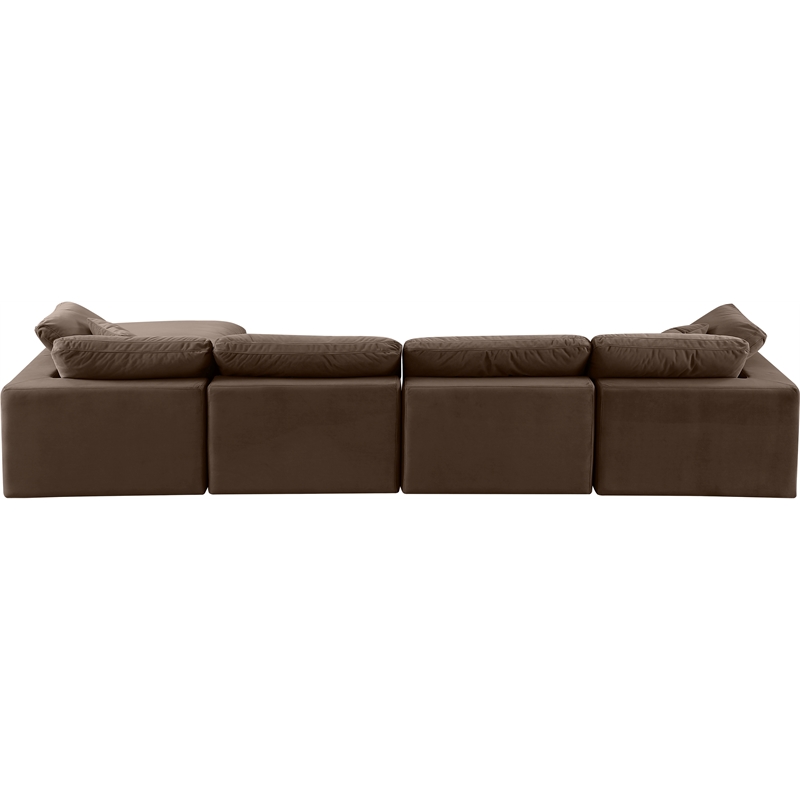 Maklaine Contemporary Soft Brown Velvet 5Pc Modular Sectional