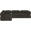 Maklaine Contemporary Rich Brown Boucle Fabric Modular Sectional