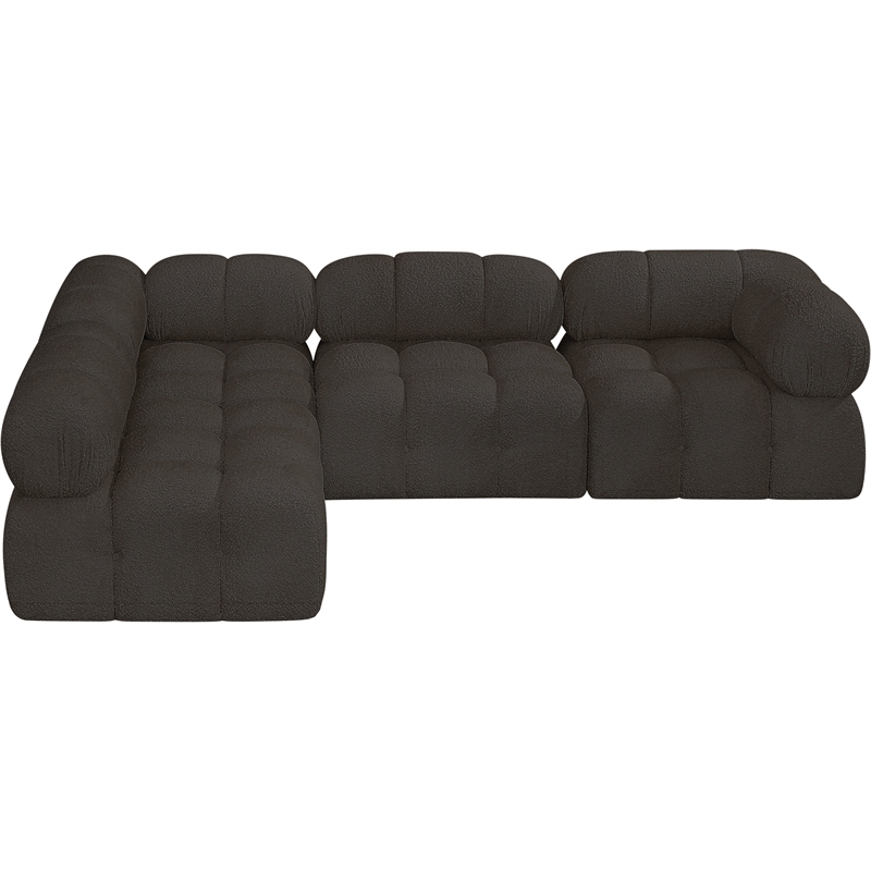 Maklaine Contemporary Rich Brown Boucle Fabric Modular Sectional