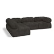 Maklaine Contemporary Rich Brown Boucle Fabric Modular Sectional