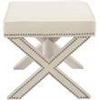 Maklaine Contemporary Upholstered Velvet Ottoman/Bench in Cream