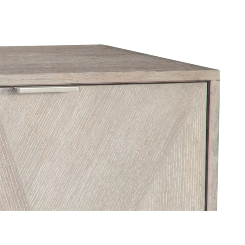 Maklaine Modern Wood Server in Light Gray and Brushed Nickel