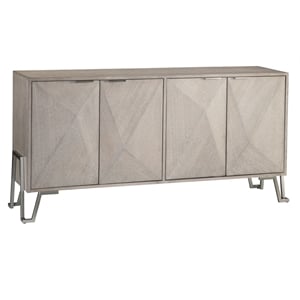Maklaine Modern Wood Server in Light Gray and Brushed Nickel