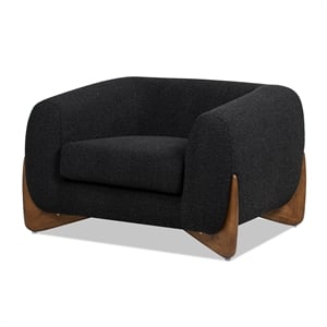 Maklaine Contemporary 44&quot Sherpa Arm Chair Ebony Black Boucle