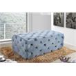 Maklaine Contemporary Button Sky Blue Velvet Ottoman and Bench