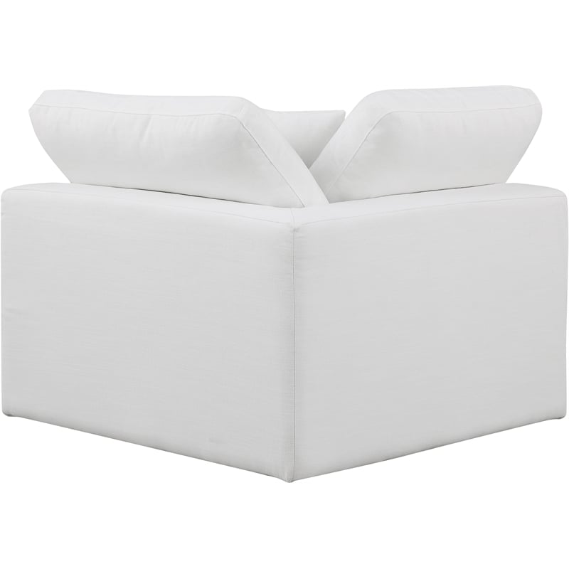 Maklaine Contemporary White Linen Textured Fabric Corner Chair