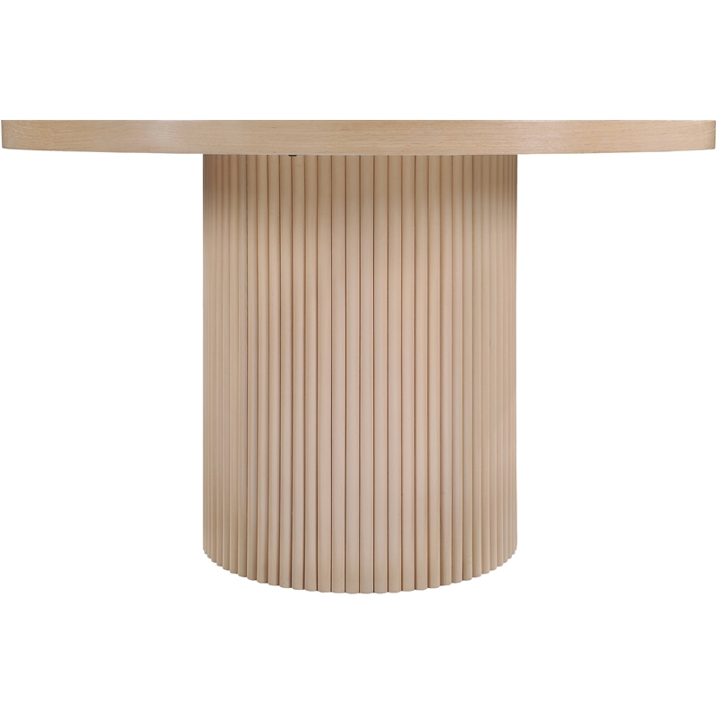 Maklaine Modern Round Natural Oak Wood Veneer Top Dining Table