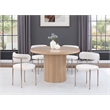 Maklaine Modern Round Natural Oak Wood Veneer Top Dining Table