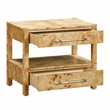 Maklaine Engineered Wood Natural Brown Nightstand Rectangular Unassembled