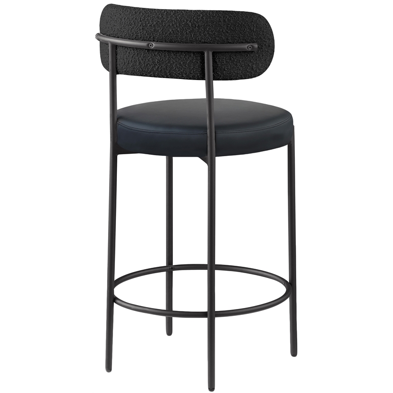 Maklaine Contemporary Black Vegan Leather Seat Stool (Set of 2)