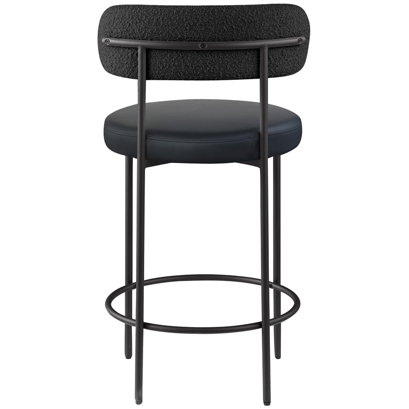 Maklaine Contemporary Black Vegan Leather Seat Stool (Set of 2)