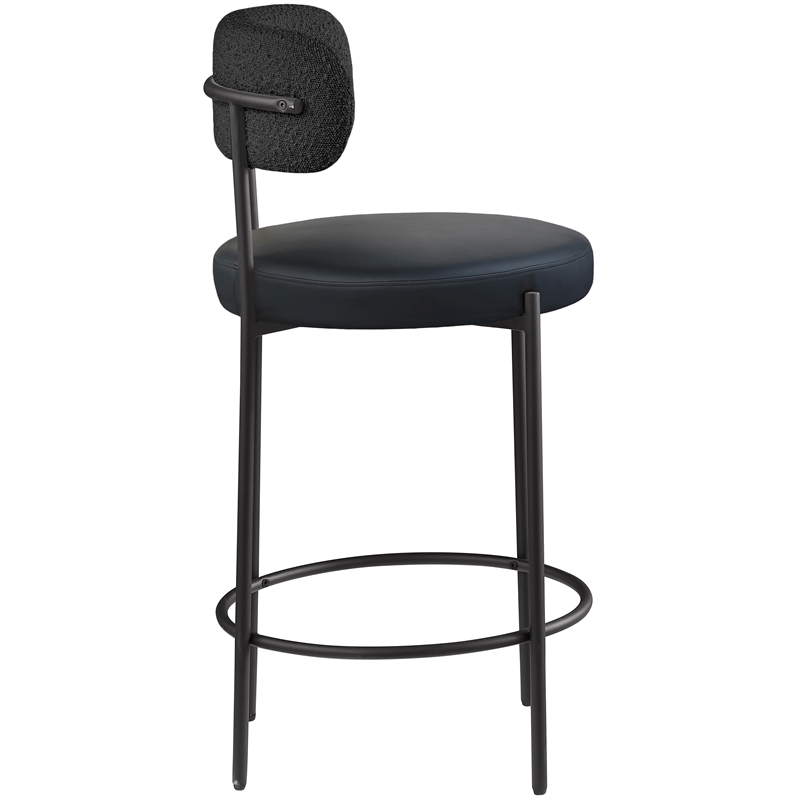 Maklaine Contemporary Black Vegan Leather Seat Stool (Set of 2)