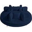 Maklaine Modern Navy Velvet Roundabout Sofa with Gold Iron Legs