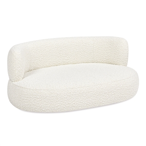 Maklaine Modern 36&quot Curved Dog Sofa Bed Medium Ivory White Boucle