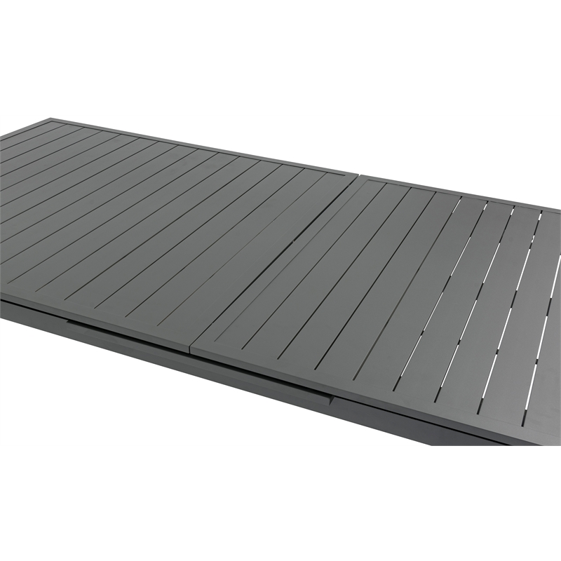 Maklaine Outdoor Dark Gray Aluminum Patio Extendable Dining Table