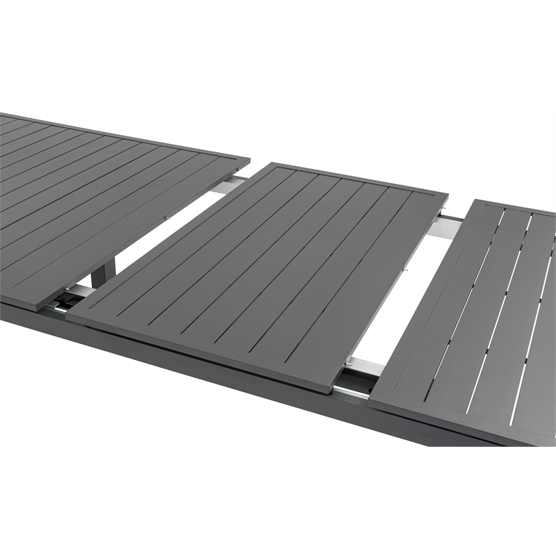 Maklaine Outdoor Dark Gray Aluminum Patio Extendable Dining Table