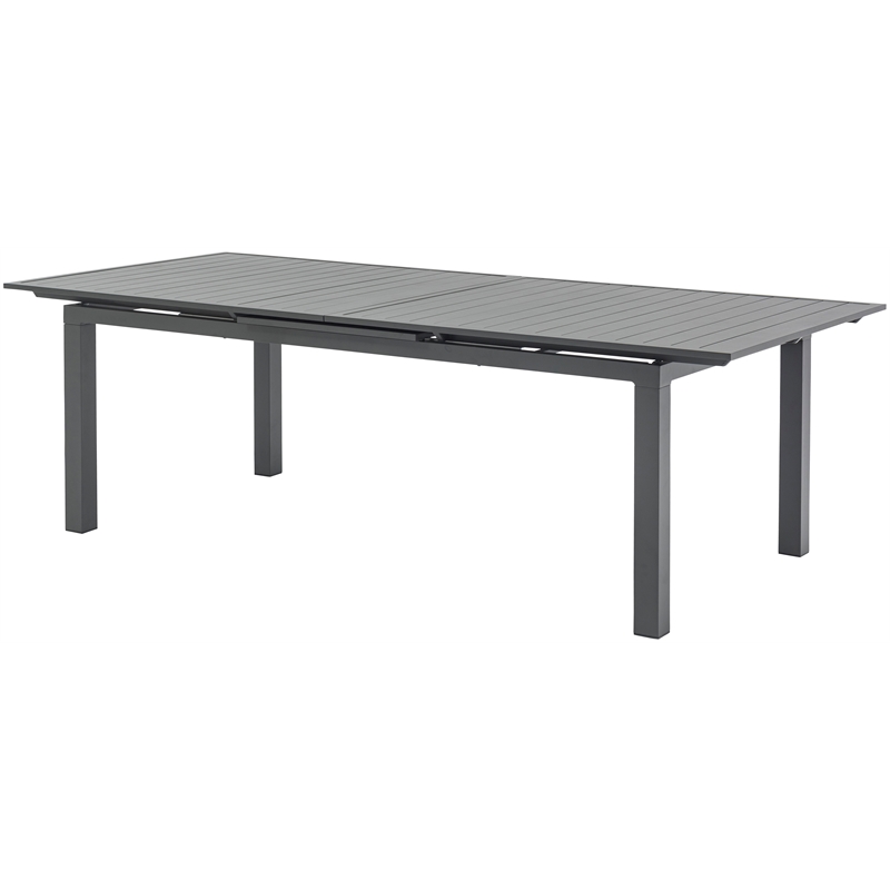 Maklaine Outdoor Dark Gray Aluminum Patio Extendable Dining Table