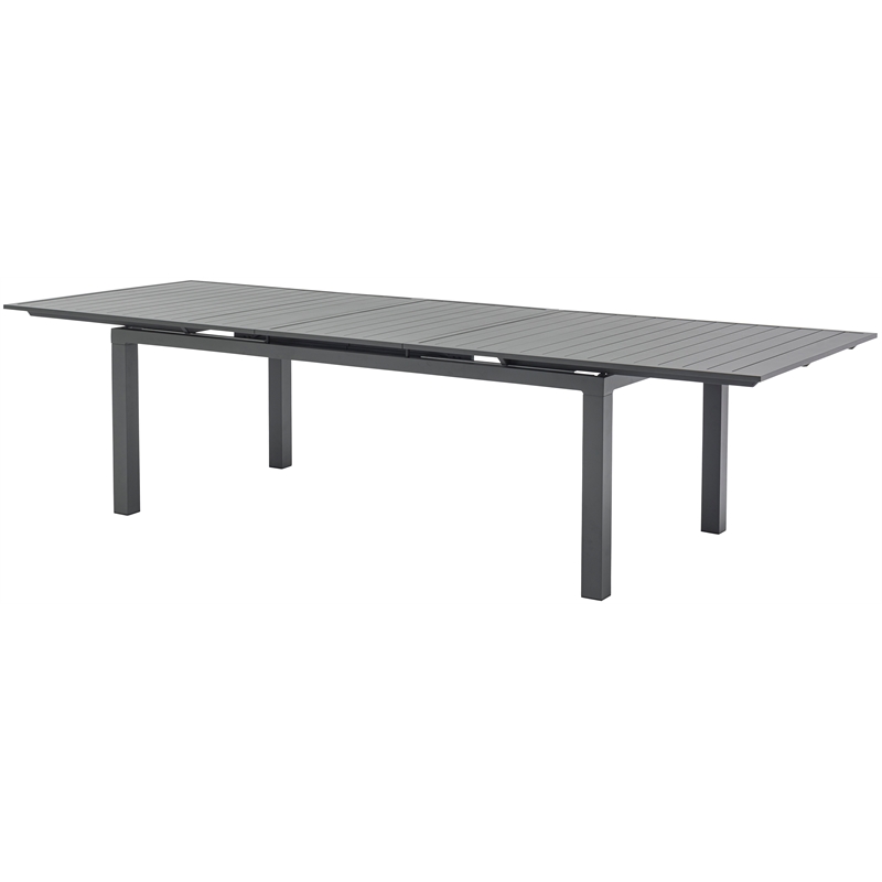 Maklaine Outdoor Dark Gray Aluminum Patio Extendable Dining Table