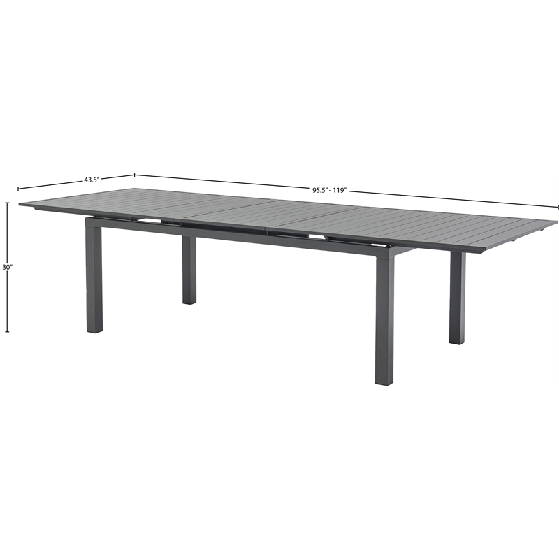 Maklaine Outdoor Dark Gray Aluminum Patio Extendable Dining Table