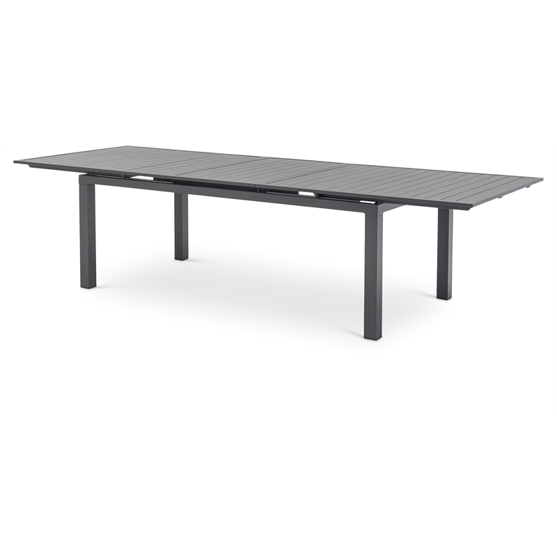 Maklaine Outdoor Dark Gray Aluminum Patio Extendable Dining Table