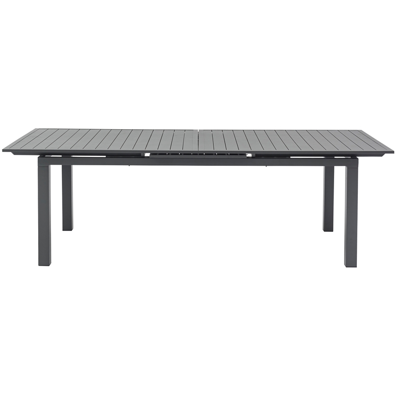 Maklaine Outdoor Dark Gray Aluminum Patio Extendable Dining Table