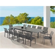 Maklaine Outdoor Dark Gray Aluminum Patio Extendable Dining Table