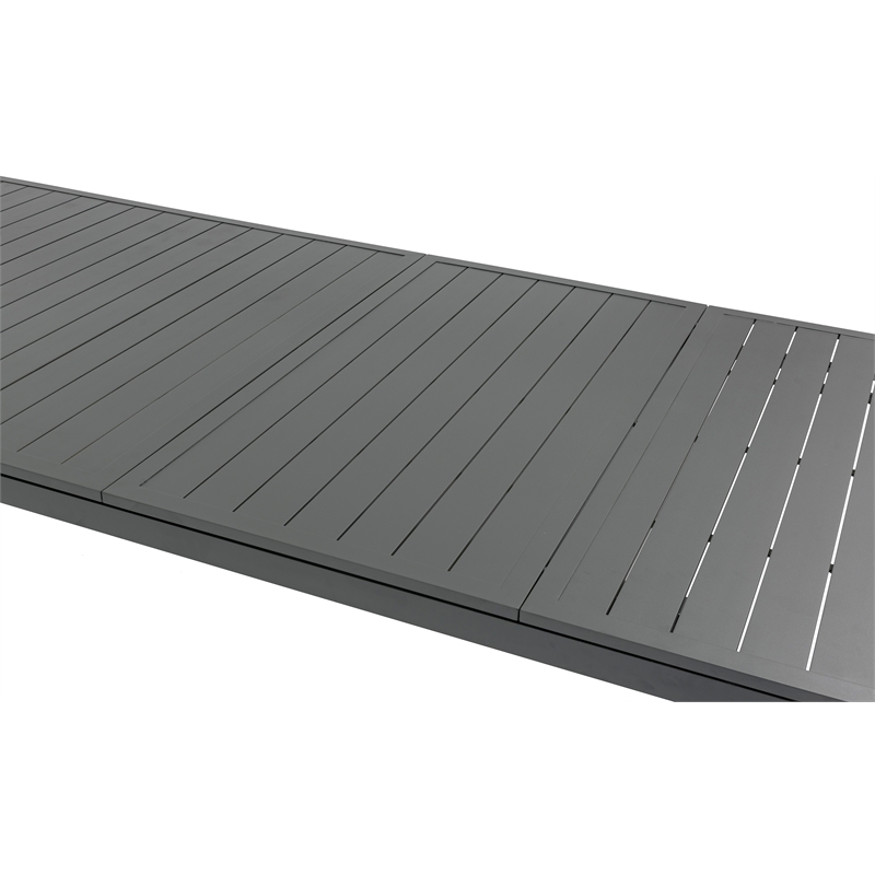 Maklaine Outdoor Dark Gray Aluminum Patio Extendable Dining Table