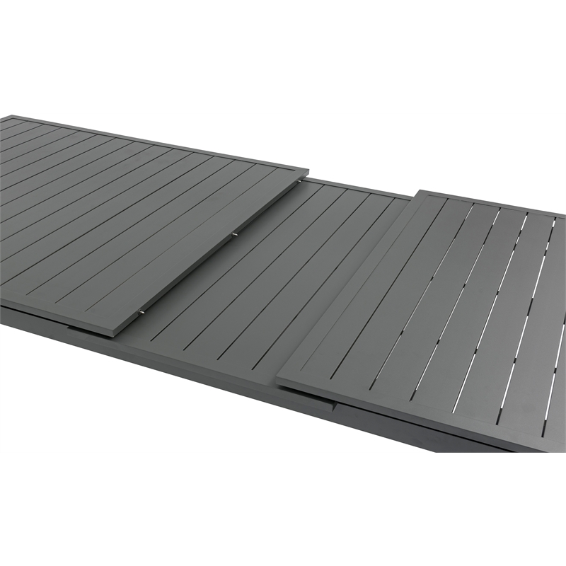 Maklaine Outdoor Dark Gray Aluminum Patio Extendable Dining Table