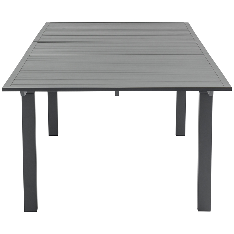 Maklaine Outdoor Dark Gray Aluminum Patio Extendable Dining Table