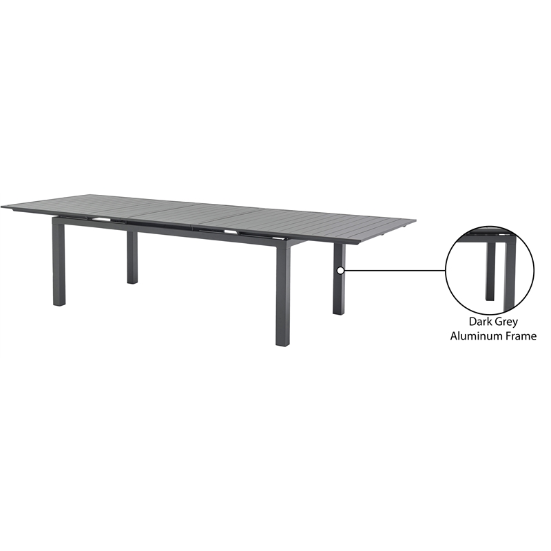 Maklaine Outdoor Dark Gray Aluminum Patio Extendable Dining Table