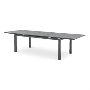 Maklaine Outdoor Dark Gray Aluminum Patio Extendable Dining Table