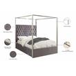 Maklaine Contemporary Deep Detailed Tufted Velvet King Bed in Gray