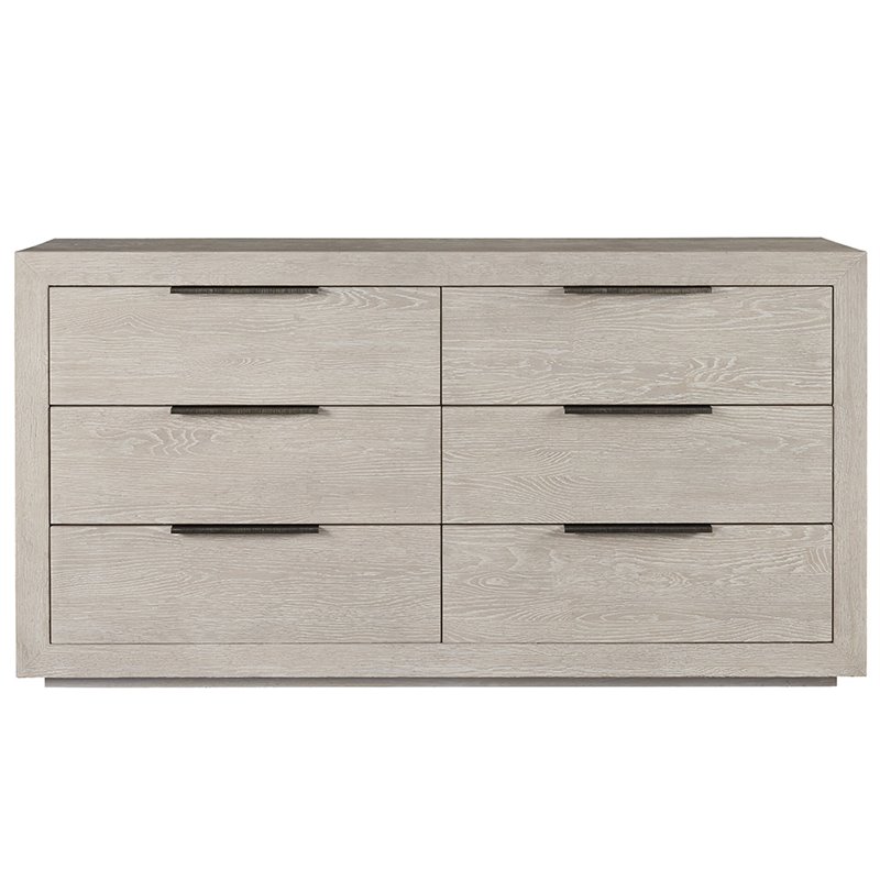 Maklaine Set of 2 1 Drawer Nightstand & 6 Drawers Double Dresser in Quartz
