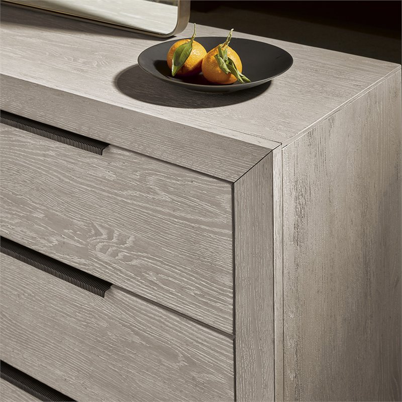 Maklaine Set of 2 1 Drawer Nightstand & 6 Drawers Double Dresser in Quartz