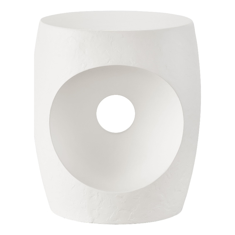 Maklaine Set of 2 Modern Accent Table in White Textured Plaster