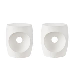 Maklaine Set of 2 Modern Accent Table in White Textured Plaster