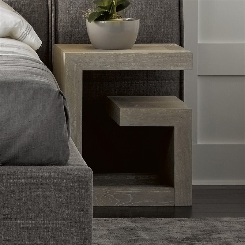 Maklaine Set of 2 Contemporary Reversible Nightstand in Quartz