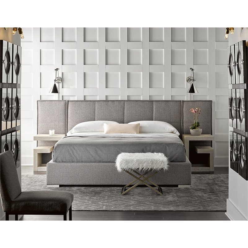 Maklaine Set of 2 Contemporary Reversible Nightstand in Quartz