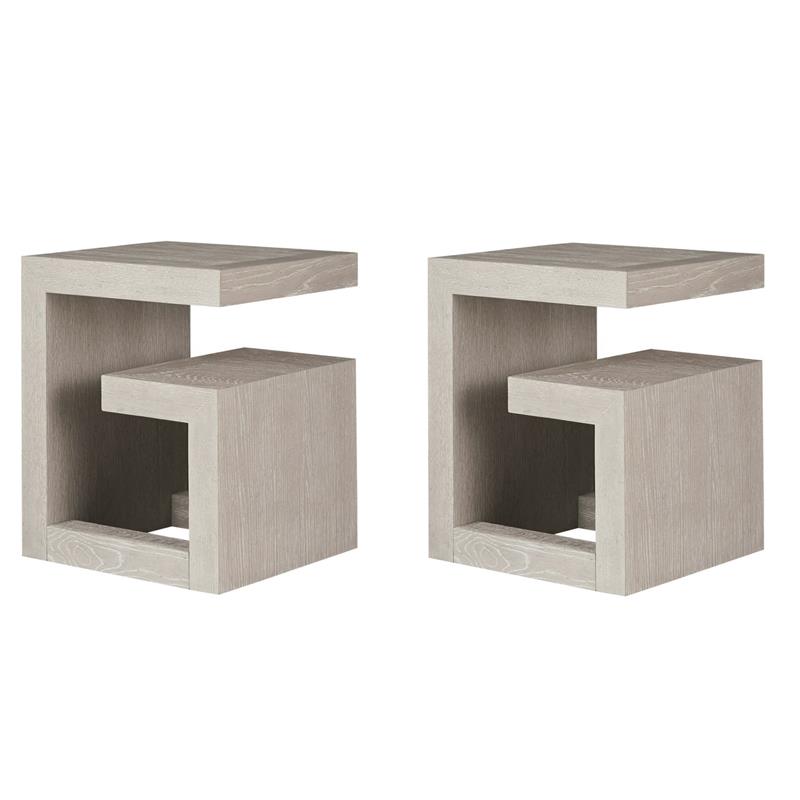 Maklaine Set of 2 Contemporary Reversible Nightstand in Quartz