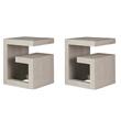 Maklaine Set of 2 Contemporary Reversible Nightstand in Quartz