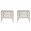 Maklaine Set of 2 Two Drawer Nightstand in Gray Oak Wood with 2 USBs