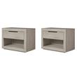 Maklaine Set of 2 Contemporary 1 Drawer Nightstand in Quartz