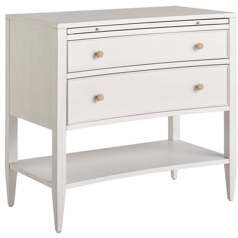 Maklaine Set of 2 Contemporary Wood 2 Drawers Nightstand in White