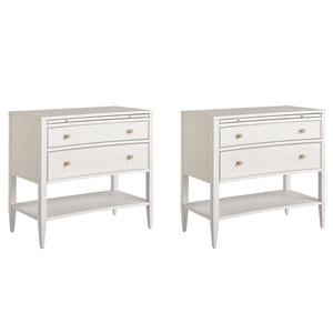 Maklaine Set of 2 Contemporary Wood 2 Drawers Nightstand in White