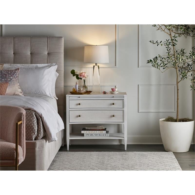 Maklaine Set of 2 Contemporary Wood Nightstand & Dresser in White