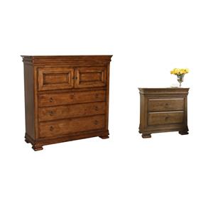 Maklaine Set of 2 Contemporary Nightstand & Dressing Chest in Cognac