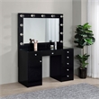 Maklaine 7-Drawer Engineered Wood Vanity Set in Black High Gloss